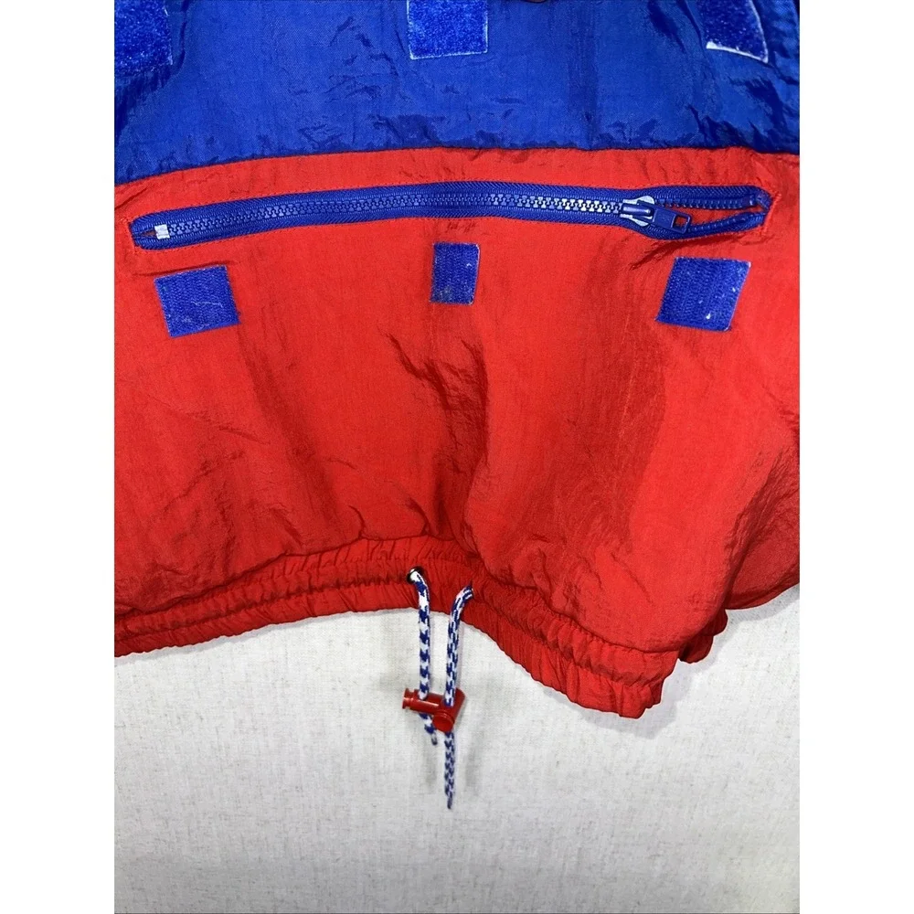 Vintage 90's ADIDAS Color Block Anorak Red White Blue‎ 1/4 Zip Hooded Pullover ✅